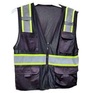 Black Lightweight Reflective Safety Vest Size XL